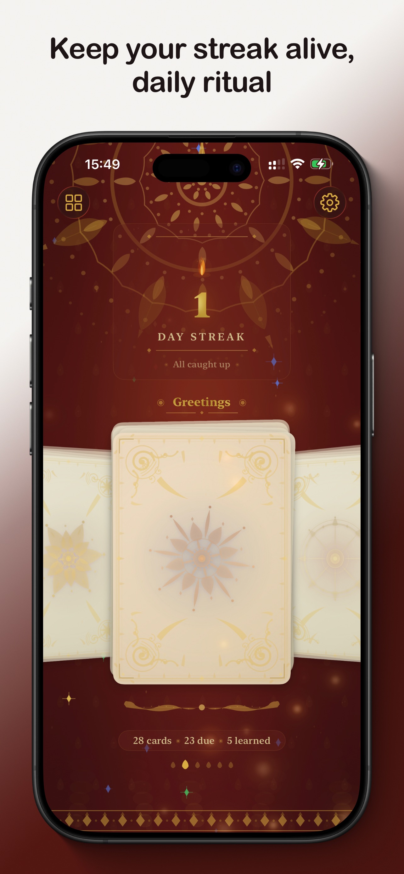 Wat Kham streak and progress screenshot